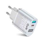 BK375-GaN EU Plug USB+Type-C 65W GaN Mobile Phone Charger PD Fast Charge Computer Adapter, Color: White