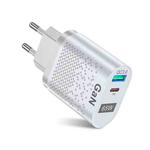 BK375-GaN KR Plug USB+Type-C 65W GaN Mobile Phone Charger PD Fast Charge Computer Adapter, Color: White