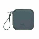 BUBM Headset Bag Portable Mini -Headset Data Cable U Disk PU Headphone Storage Package(Lake Green)