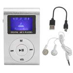 Mini Lavalier Metal MP3 Music Player with Screen, Style: with Earphone+Cable(Silver Gray)