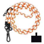 10mm Thick Rope Mobile Phone Lanyard Spacer Adjustable Anti Theft Phone Strap(NO.7 White Orange)