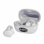 Business Binaural Digital Display Clip-On Bluetooth Earphone With Charging Compartment(White+Gray)