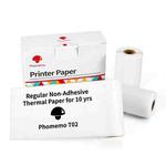 For Phomemo T02 3rolls Bluetooth Printer Thermal Paper Label Paper 53mmx6.5m 10 Years Black on White No Adhesive