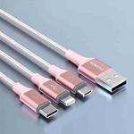 ROMOSS CB25 3 In 1 3.5A  8 Pin + Micro USB + Type C/USB-C Cable 1.5m(Rose Gold)