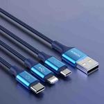 ROMOSS CB25 3 In 1 3.5A  8 Pin + Micro USB + Type C/USB-C Cable 1.5m(Blue)