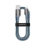 ROMOSS 20W USB to 8 Pin Braided Wear-Resistant Charging Data Cable, Length: 1.8m(Navy Blue)