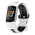 For Fitbit Charge 5 Smart Watch Sports Waterproof Two-Color Silicone Band(White Black)