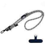 10mm Thick Rope Mobile Phone Anti-Lost Adjustable Lanyard Spacer(White Black Twill)