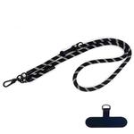 10mm Thick Rope Mobile Phone Anti-Lost Adjustable Lanyard Spacer(Black White Coarse Twill)