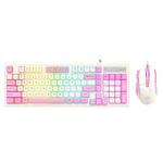 K-Snake Wired E-Sports Keyboard Mouse Mechanical Feel 98 Key Desktop Computer Notebook Keyboard, Style: Keyboard+Mouse (Pink)