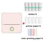 X6 200DPI Student Homework Printer Bluetooth Inkless Pocket Printer Pink 5 Printer Papers+5 Sickers+3 Color Papers