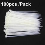 100pcs /Pack 8x300mm National Standard 7.6mm Wide Self-Locking Nylon Cable Ties Plastic Bundle Cable Ties(White)