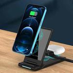 15W 3-in-1 Foldable Portable Multifunctional Stand Wireless Charger(Black)