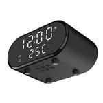 15W LED Mirror Wireless Charger Desktop Multifunctional Mini Clock(Black)