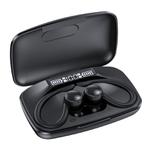 TWS Ear-Mounted LED Digital Display Noise Reduction Bluetooth Earphones With Power Bank Function(Black)