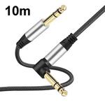 10m Audio Mixing Console Amplifier Drum Connection Cable 6.35MM Male To Male Audio Cable 28AWG OD4.0MM(Silver Straight To Curve)
