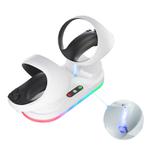 For PS VR2 Controller iplay Colorful Light Charging Base Magnetic Charging Dock(White)