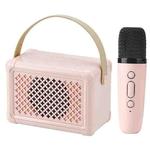 Portable Bluetooth Speaker Home Mini Karaoke Audio, Style: Microphone+Speaker(Pink)