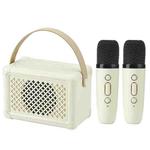 Portable Bluetooth Speaker Home Mini Karaoke Audio, Style: Dual-Microphone+Speaker(Light Yellow)