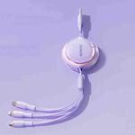 ROMOSS CB258L 6A 3-In-1 Telescopic Data Charging Cable USB-A To Type-C & 8 Pin & Micro Wire 1.1m (Purple)