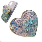 Heart-shape Colorful Shell Pattern Electroplated Airbag Phone Holder, Style: Blue Abalone