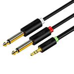 JINGHUA 3.5mm To Dual 6.5mm Audio Cable 1 In 2 Dual Channel Mixer Amplifier Audio Cable, Length: 1.5m