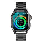K63 1.96-Inch Heart Rate/Blood Oxygen Monitoring Bluetooth Call Sports Smart Watch, Color: Black Three-bead Steel