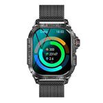 K63 1.96-Inch Heart Rate/Blood Oxygen Monitoring Bluetooth Call Sports Smart Watch, Color: Black Steel