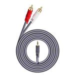 JINGHUA 3.5mm To 2RCA Audio Cable Game Console Outdoor Audio Connection Cable, Size: 5m(Grey)