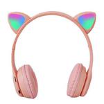 P47M LED Light-emitting Cat Ears Gaming Bluetooth Wireless Headset(Pink)