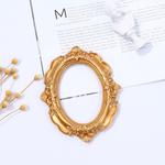 Vintage Gold Resin Mini Photo Frame Earrings Jewelry Decoration Photo Props(Oval)