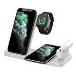 4-in-1 Foldable Desktop Mobile Phone Watch Earphones Wireless Charger(White)