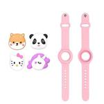 For AirTag Watch Strap Cartoon Cute Anti-lost Device Silicone Protective Cover, Color: Pink