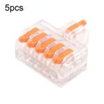 5pcs D1-5T Push Type Mini Wire Connection Splitter Quick Connect Terminal Block(Orange)