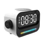 15W 3-In-1 Ambient Light Digital Display Clock Bluetooth Speaker Magnetic Wireless Charger(White)