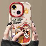 For iPhone 13 Puffy Phone Case Princess Please Fortune God Of Wealth Drop-Proof Phone Case(White)