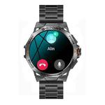 K62 1.43 Inch Waterproof Bluetooth Call Weather Music Smart Sports Watch, Color: Black Three-bead Steel