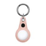 For Airtag Anti-Lost Positioning Tracker Water Drop-Shaped PU Fiber Leather Protective Case(Rose Pink)