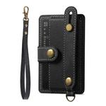 Adhesive Phone Card Holder Wallet with Wrist Strap(Black)