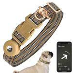 For AirTag Tracker Silicone Sleeve Medium Dog Collar Nylon Reflective Anti-Tangle Pet Collar, Size: M(Military Green)