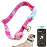 For AirTag Tracker Silicone Sleeve Medium Dog Collar Nylon Reflective Anti-Tangle Pet Collar, Size: M(Pink)