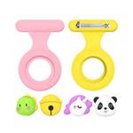 For AirTag 2pcs Silicone Protective Case Kids Brooch Snap Cartoon Locator Case(Pink+Yellow)