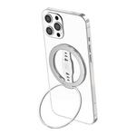 LiPUSEN LPS-201U Silicone Hand Clip Magsafe Cell Phone Holder With Magnetic Wireless Charger(Silver)