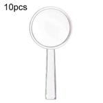 28mm 10pcs 3X Magnifying Glass Plastic Transparent Integrated Handheld HD Children Toy Magnifier