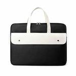 15.6 Inch Contrasting Color PU Leather Laptop Bag Computer Bag Briefcase Cover(Black)