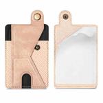 Multi-Function Bracket Magnetic Suction Buckle Phone Card Case PU Leather Card Sticker Holder(Khaki)