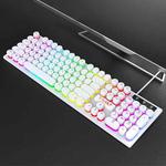 T-WOLF T80 104-Keys RGB Illuminated Office Game Wired Punk Retro Keyboard, Color: White