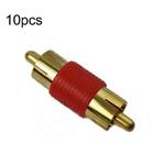 10pcs Gold-plated RCA Lotus Male to-Male  AV Audio Adapter(Red)
