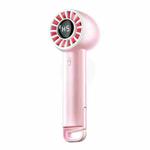 USB Charging Digital Display Handheld Turbo Fan Portable Foldable Buckle Small Fan(Pink)