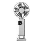 Portable Digital Display Hanging Neck Mute Small Fan USB Charging Handheld Foldable Fan(White)